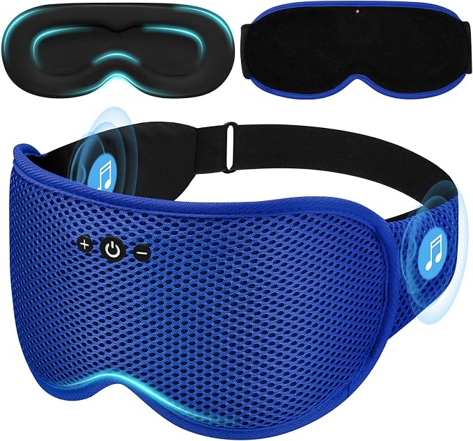 3D Contoured Sleep Mask with Bluetooth Headphones, Eye Masks by Mixiba