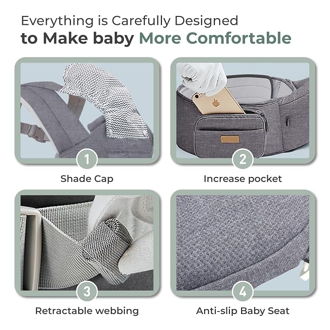 FRUITEAM Baby Carrier with Hip Seat - Image 5