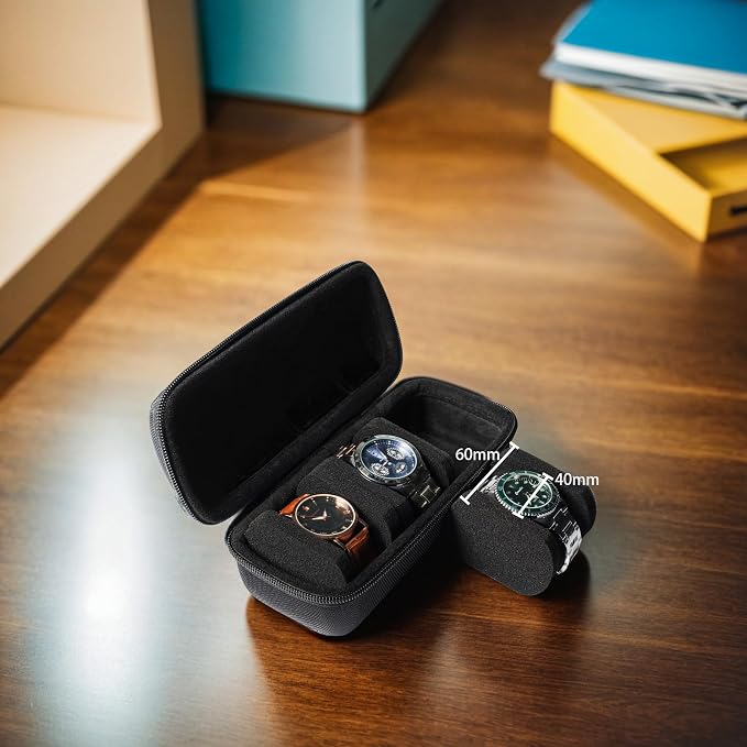 3 Slot Hard Watch Travel Case, Watch Roll Case Storage and Organizer - Image 3