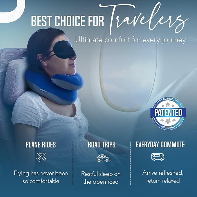 BCOZZY Travel Neck Pillow for Airplane– Patented Double Support for Head - Image 2