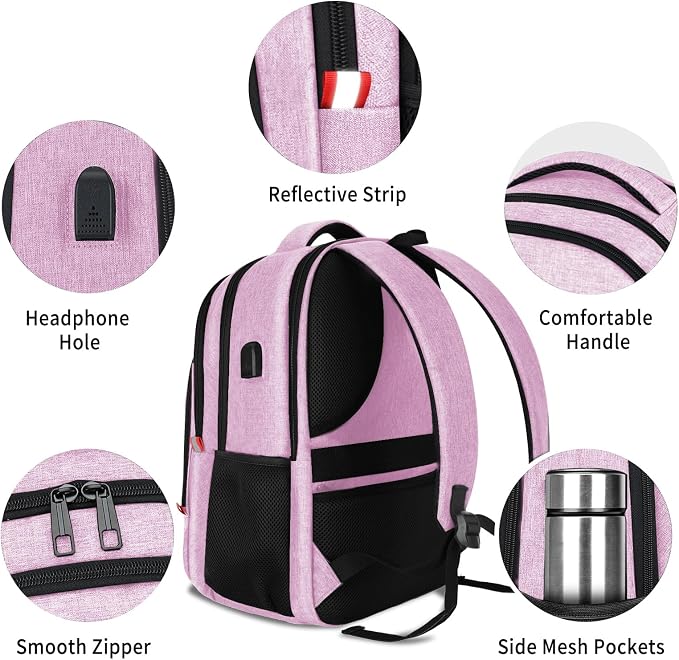 Pink Backpack for Women, School Backpacks for Girls Teen, Bookbag - Image 6