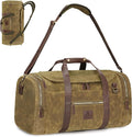 60L Travel Bags for Men, Nomad Washed Canvas Duffle Bag Vintage Genuine Leather by DensataTravelBag