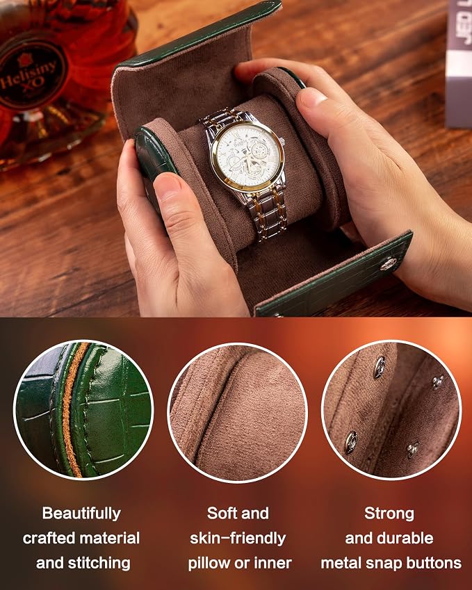 MR.OKAY Single Watch Travel Case-Classic Leather Watch Case - Image 4