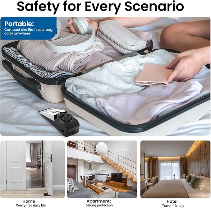 HOSOM 2 Pack Door Stop Alarm for Home & Travel Safety, 120dB Loud Siren Door - Image 8
