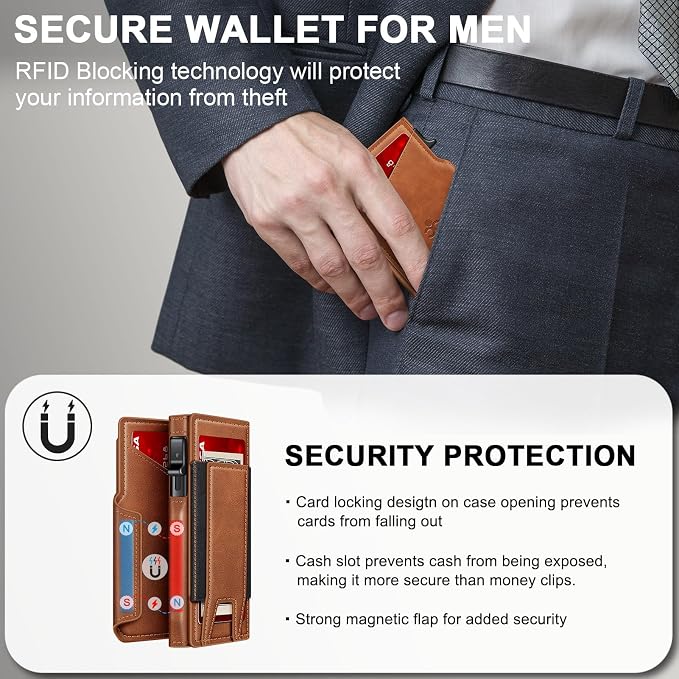 Wallet for Men Wallet with Slim Pop Up Card Holder 9-13 Cards, Bifold - Image 7