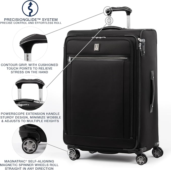 Travelpro Platinum Elite Softside Expandable Checked Luggage, 8 Wheel Spinner - Image 2