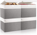 Large 22 Quart Linen Fabric Foldable Storage Bin Cube Organizer Basket by Bagnizer