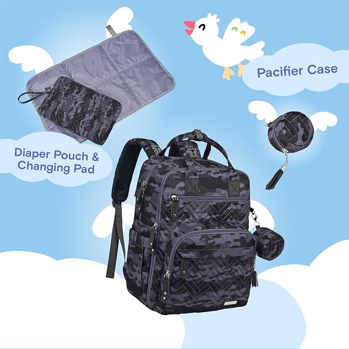 iniuniu Diaper Bag Backpack, 4 in 1 kit Large Unisex Baby Bags - Image 2