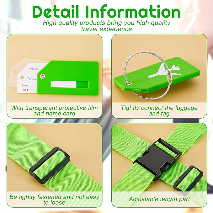 Weewooday 8 Pcs Luggage Straps Suitcase Tags Set - Image 3