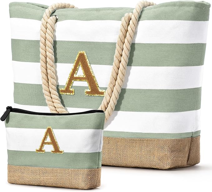 Becokan Beach Bag Initial Beach Tote by BecokanBeachBagSpecialist