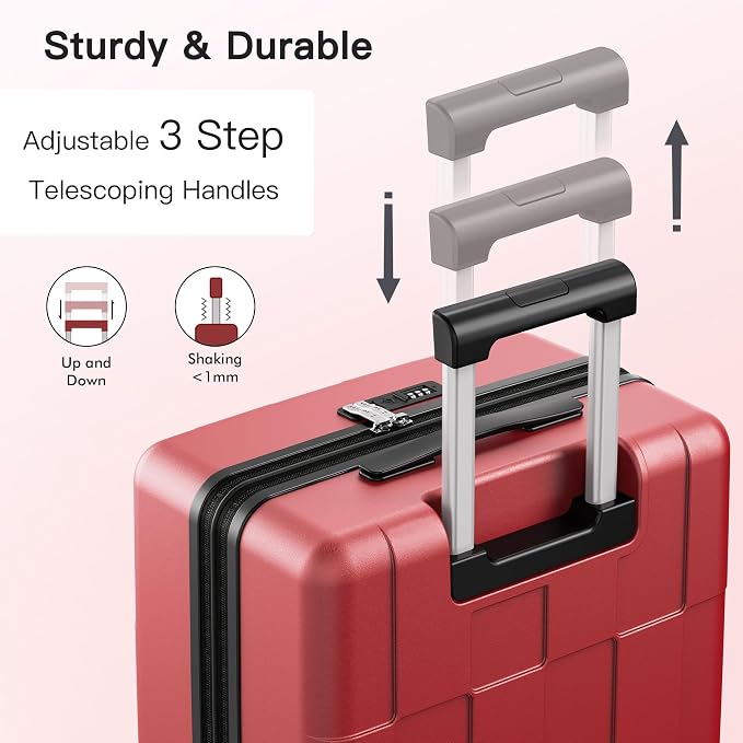 SHOWKOO Luggage Sets 3 Piece Hardside Expandable Lightweight PC Suitcase Sets - Image 8