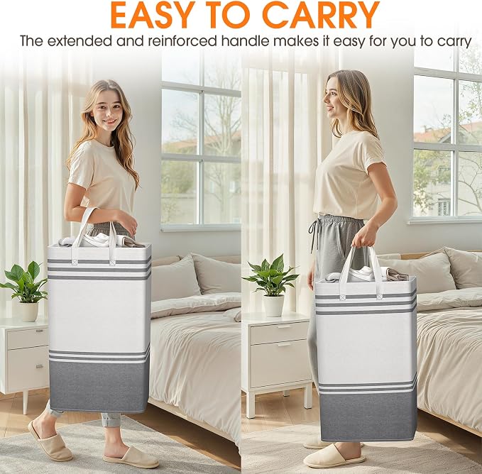 2 Pack Large Home Laundry Basket, Laundry Hamper, Freestanding Waterproof Dirty - Image 6