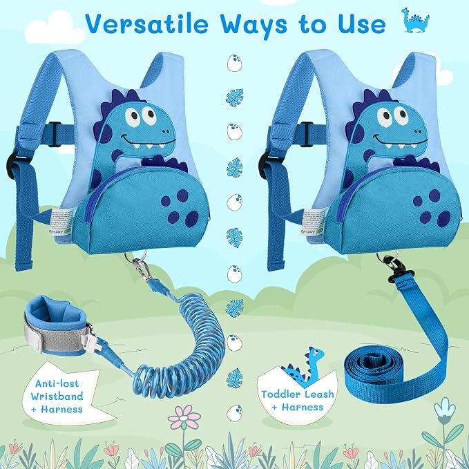 Dr.meter 3 in 1 Toddler Harness Leash + 8.2ft Anti Lost Wrist Link, Cute - Image 2