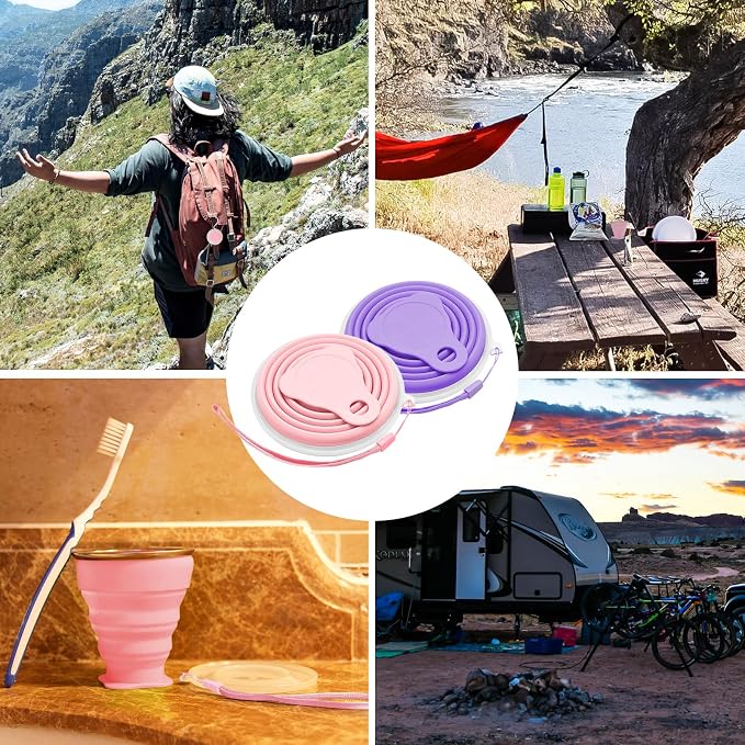 Litoexpe 2 Pack Silicone Collapsible Travel Cup Portable Folding Camping Cup - Image 7