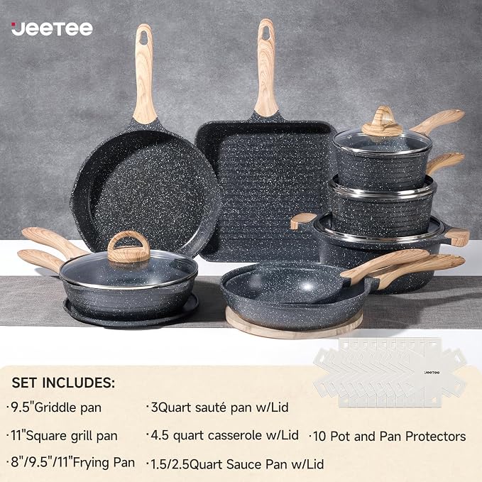 JEETEE Pots and Pans Set Non Stick 23pcs, Healthy Kitchen Cookware Sets - Image 2