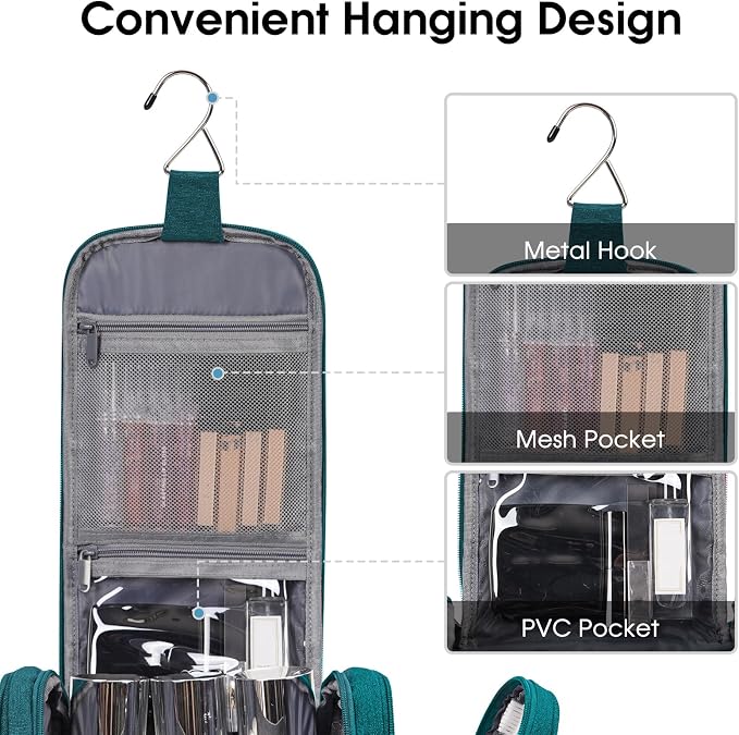 Narwey Hanging Toiletry Bag for Women Travel Makeup Bag Organizer Toiletries - Image 4