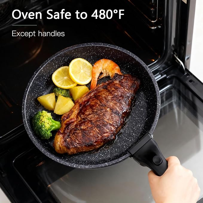 GiPP Ceramic Pots and Pans Set Non Stick, Nonstick Detachable Handle Cookware - Image 2