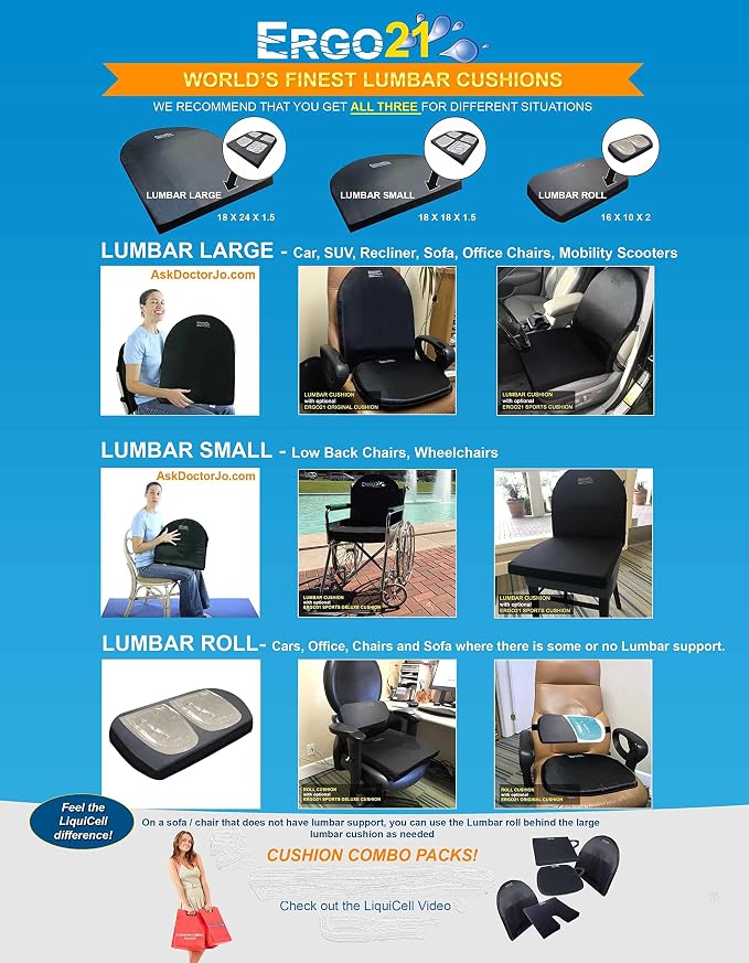 Neck & Back Support Lumbar Roll Made of Liquid Filled Membranes | Chair Back - Image 4