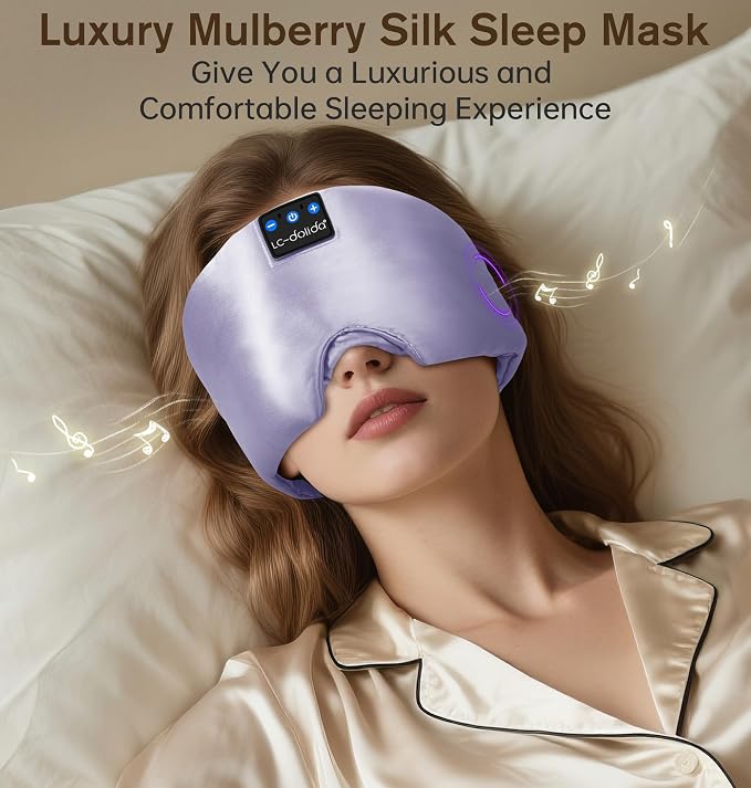 LC-dolida Luxurious Silk Soft Sleep Mask, Sleep Headphones - Image 7