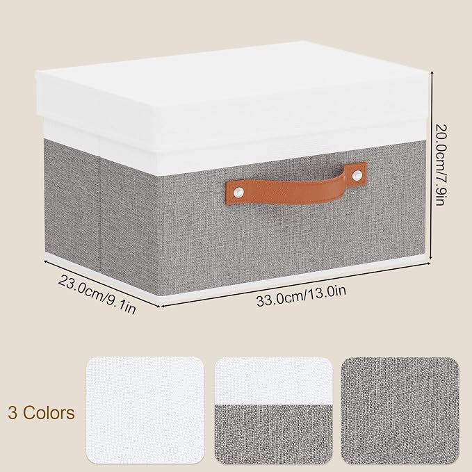 Fabric Storage Boxes with Lids, Linen Foldable Cloth Baskets, Closet Organizer - Image 6