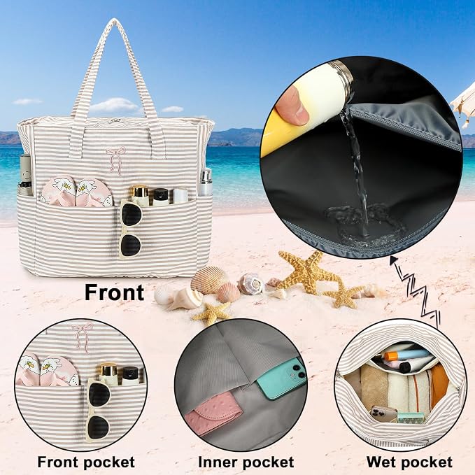 Beach Pool Bags Tote for Women Ladies Large Gym Tote Carry On Bag - Image 6