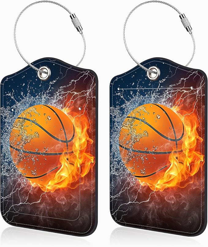 Basketball on Fire Set of 2 Luggage Tags by Unknown