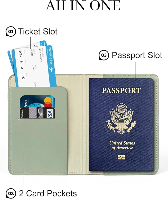 Passport Holder for Travel Essentials, RFID Blocking Passport Cover Case for - Image 3