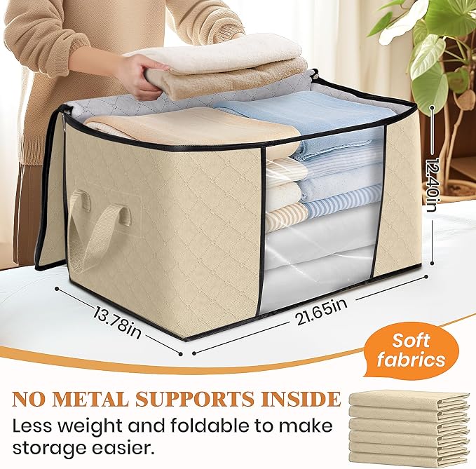 Fab totes 8 Pack Clothes Storage, Foldable Thick Fabric Blanket Storage Bags - Image 2