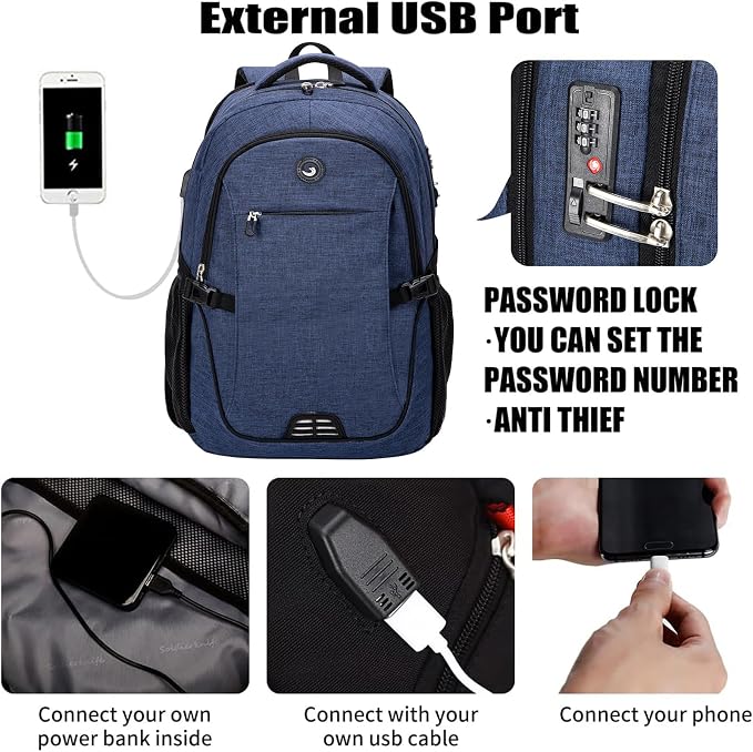 SHRRADOO Anti Theft Laptop Backpack Travel Backpacks - Image 2