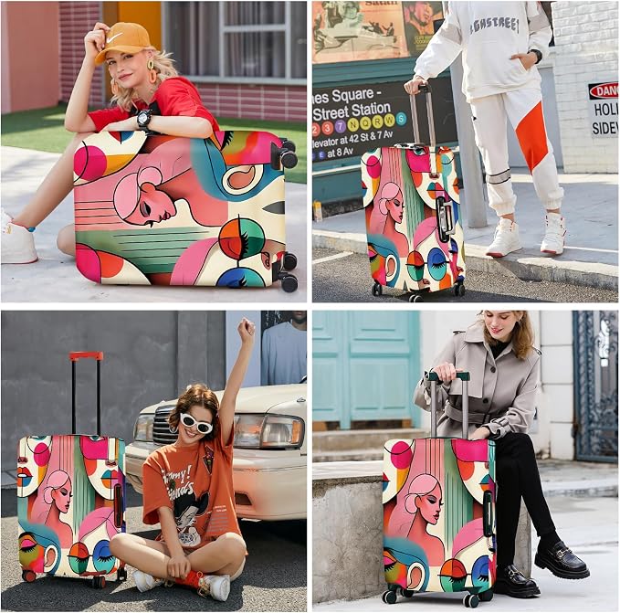 ANNA QUEEN Modern Art Fashion Luggage Cover, Stylish Abstract Woman Suitcase - Image 6