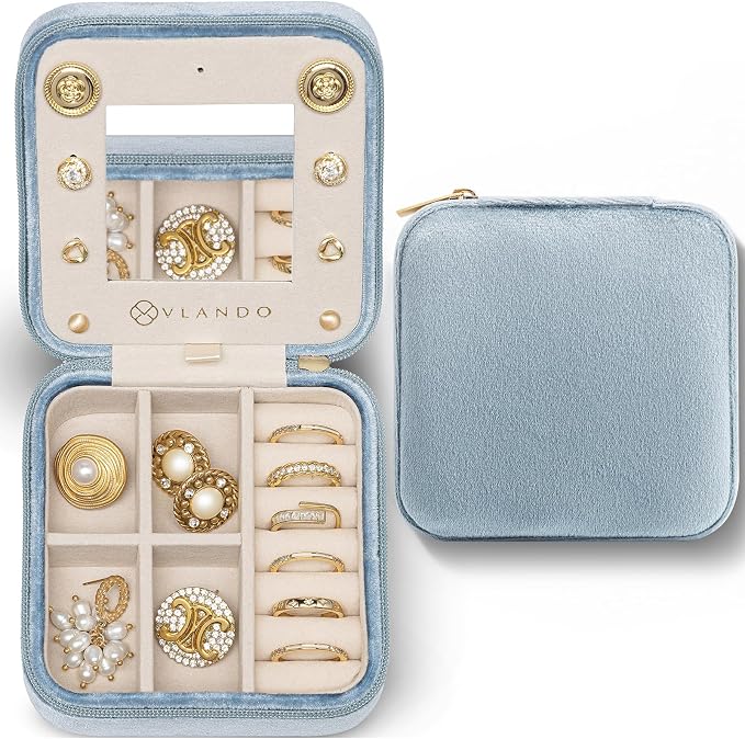 Vlando Velvet Travel Jewelry Case, Jewelry Travel Box by VLANDO
