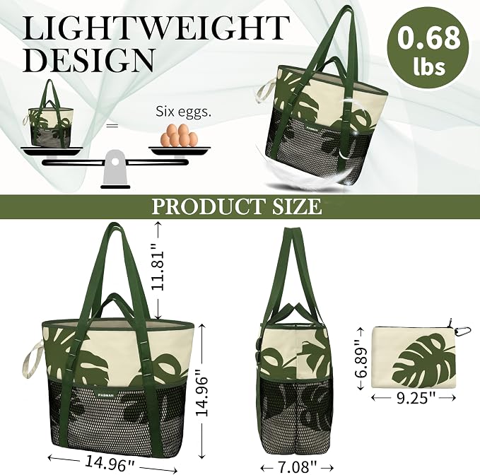 Beach Bag with Zipper - Image 3