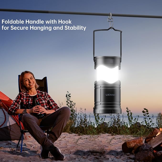Lichamp 4-Pack Solar Camping Lantern, USB Rechargeable LED Lanterns Battery - Image 6