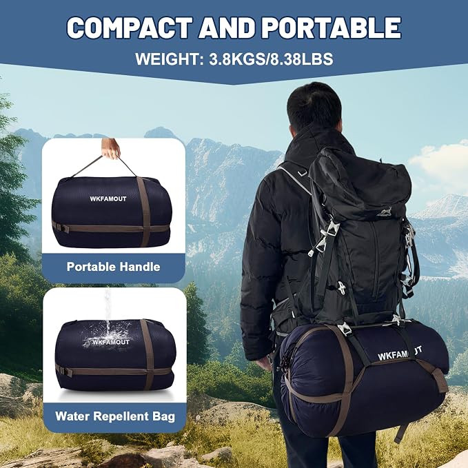 Double Sleeping Bag for Adults Machine Washable 2 Person Camping Sleeping Bag - Image 7