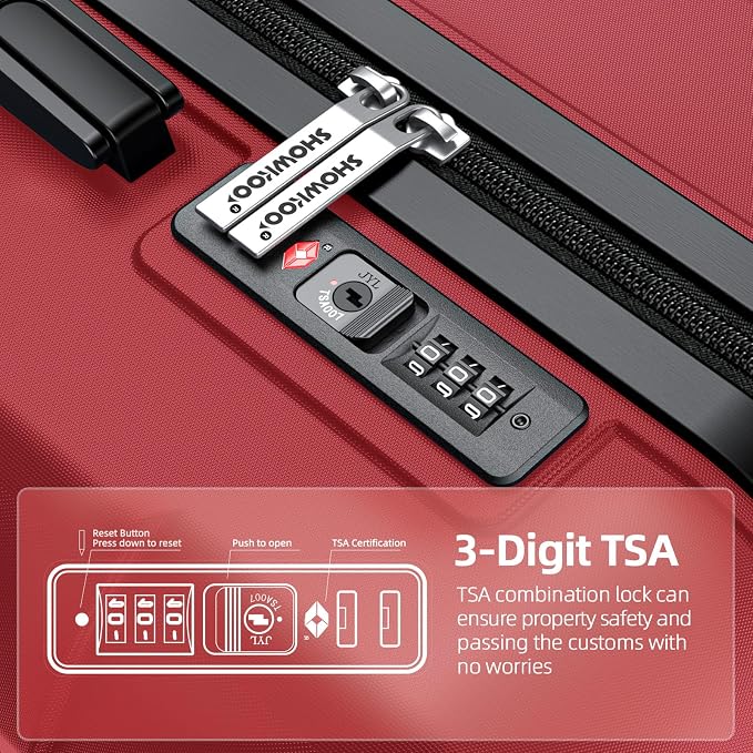 SHOWKOO Luggage Sets Expandable PC+ABS Durable Suitcase Double Wheels TSA Lock - Image 4