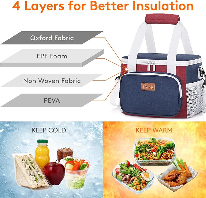 Lifewit Medium Lunch Bag Insulated Lunch Box Soft Cooler Cooling Tote - Image 2