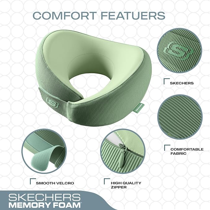 Skechers Women's Memory Foam Neck Pillow, Comfortable & Breathable Travel Pillow - Image 3