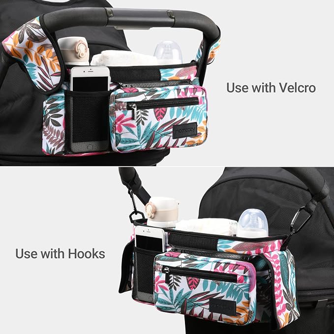 Momcozy Universal Stroller Organizer, 2 Insulated Cup Holders, Removable Zip - Image 4
