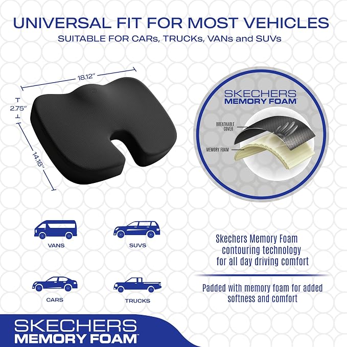 Skechers Memory Foam Seat Cushion, Office Chair Cushion - Image 5
