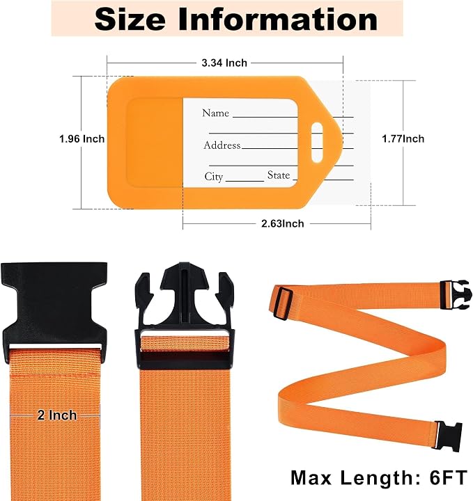 8 Pack Luggage Straps and Tags Set, Luggage Straps - Image 2