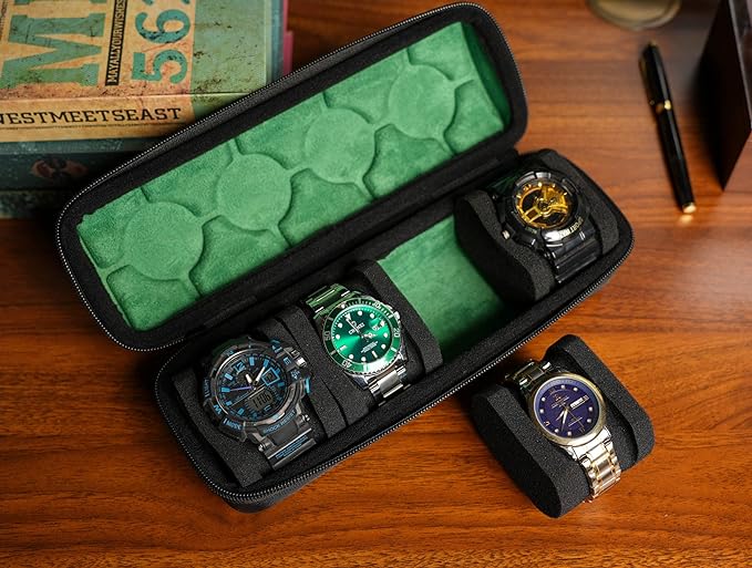 4 slots watch travel case roll, hard watch box storage organizer - Image 7
