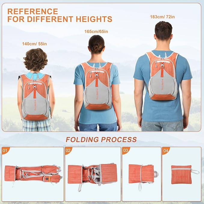 FIORETTO 15L Hiking Backpack for Women Men Mini Packable Backpack Lightweight - Image 6