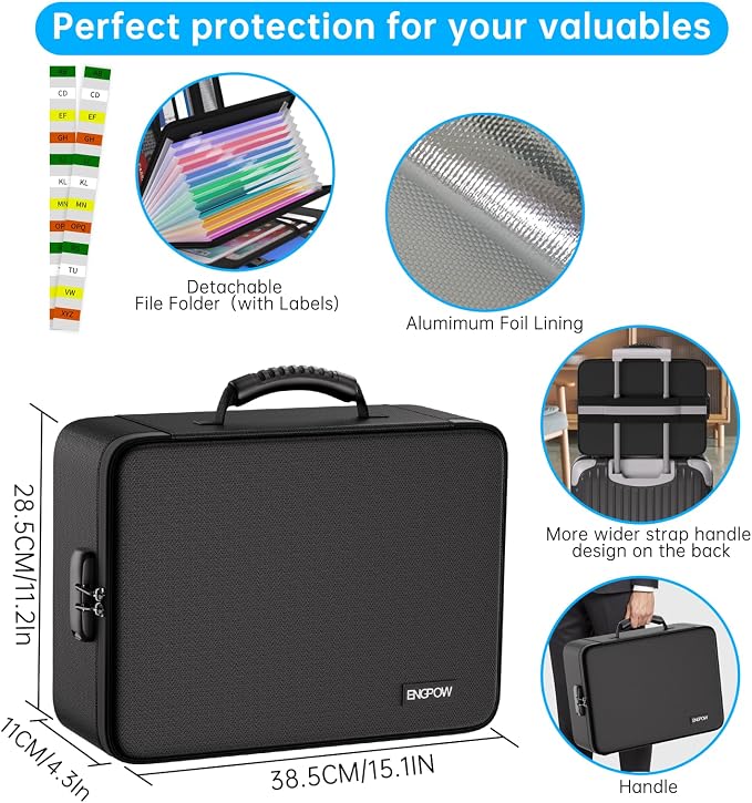ENGPOW File Organizer Bag with 13 Pocket Accordion File Folder, Fireproof - Image 9
