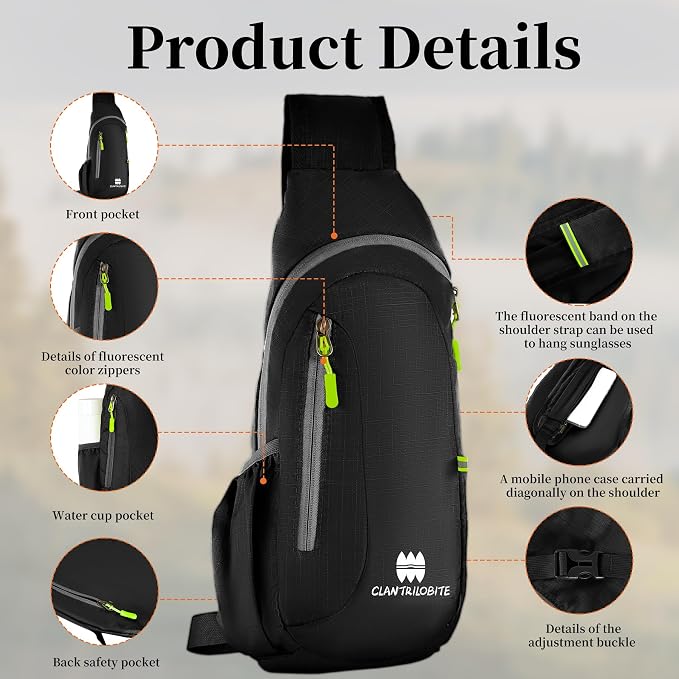 Small Sling Backpack, Lightweight Crossbody Backpack, Foldable Cross Body Bag - Image 3