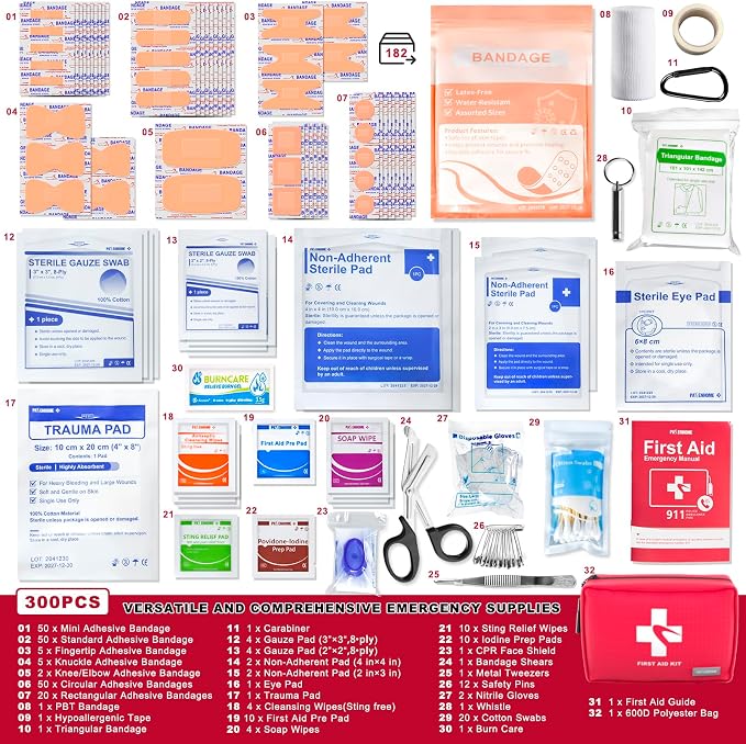 Compact First Aid Kit 300 PCS – Small Waterproof Emergency Medical Kit - Image 3
