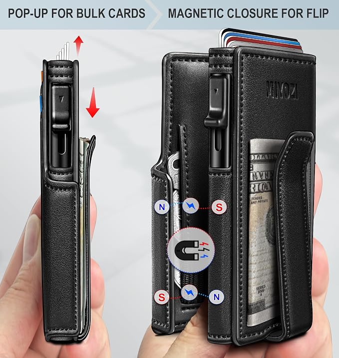 Men Wallet, with Money Clip Coins Pocket ID Window, Slim Front Pocket RFID - Image 3
