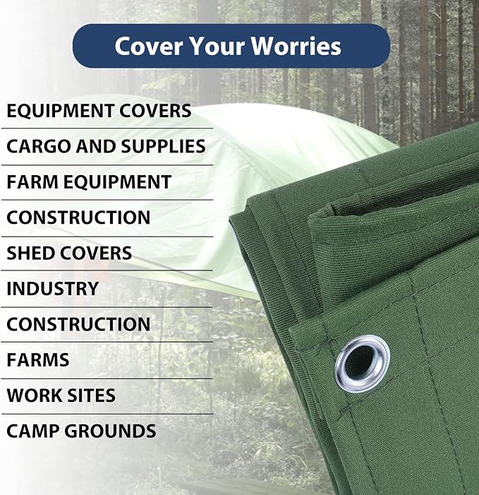 16’x20’ Canvas Tarps Heavy Duty Waterproof Tarpaulins - Image 6
