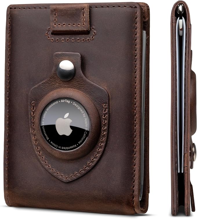 SERMAN BRANDS RFID Blocking Slim Bifold Genuine Leather Minimalist Front Pocket by SERMANBRANDS