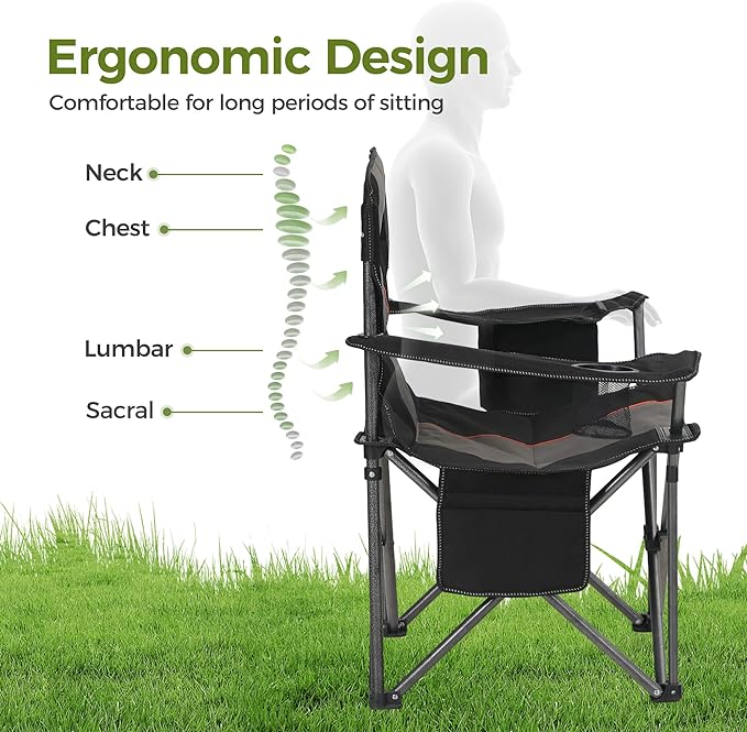 ALPHA CAMP Oversized Camping Folding Chair, Heavy Duty Support 450 LBS Steel - Image 3
