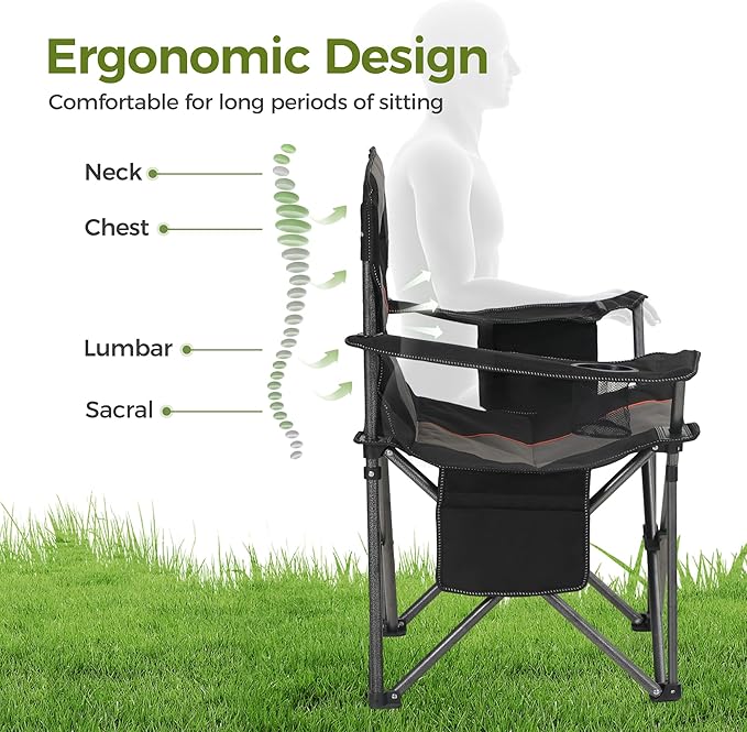 ALPHA CAMP Oversized Camping Folding Chair, Heavy Duty Support 450 LBS Steel - Image 3